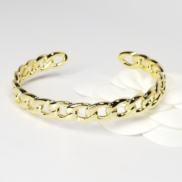 NEW Chain Links Open Cuff Bracelet Bangle - Picture 1 of 9